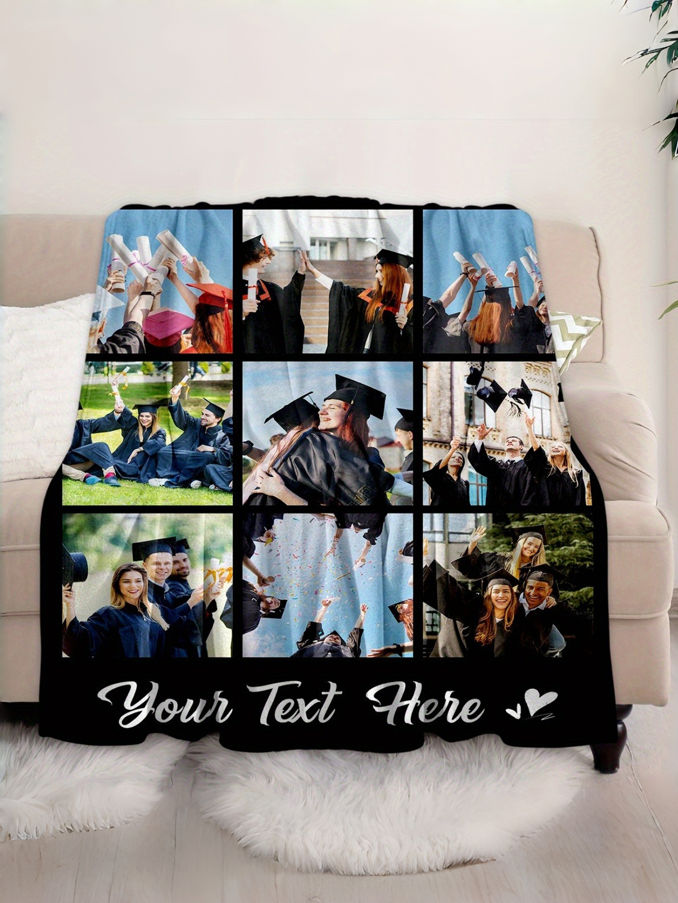 Custom Graduation Photo Flannel Blanket
